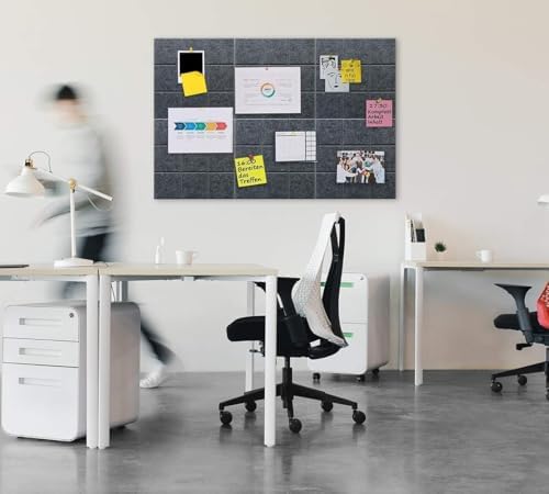 Large Cork Board Felt Board Tiles for Walls with 60 Push Pins, 11.8"x11.8" Pack of 12 Pin Board Notice Boards for Home Office Kitchen, Bulletin Board Wall Tiles for Photos Memos