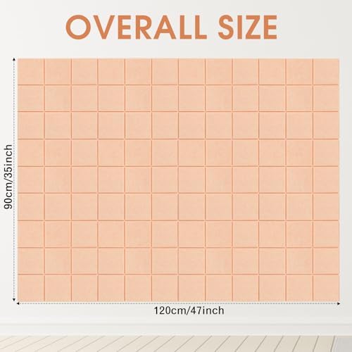 Honoson 12 Pack Felt Bulletin Board Tiles with Safe Adhesive, Light Pink