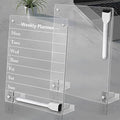2PCS Clear Acrylic Weekly Dry Erase Board Desktop, 12x8 Small Magnetic Whiteboard with Stand for Desk Calendar Memo Board for Fridge, Office, School, Home