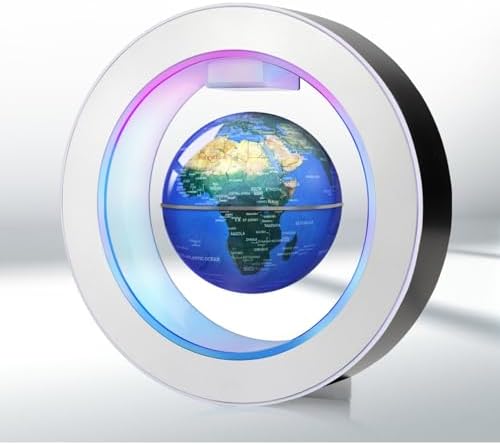 Floating Globe O Frame, Magnetic Levitating Technolog, Cool Gadgets for Men, 4In World Globe for Education Office Home Desk Decor, Cool Tech Gifts for Holiday Parties Birthday