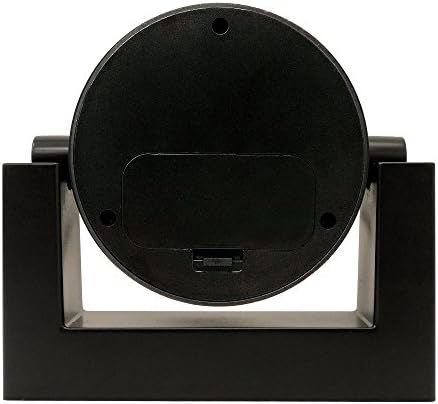 Timekeeper Small Desktop Swivel Clock for Desk, Battery Operated, 6.75" Wide x 2" Tall, Black Frame White Face