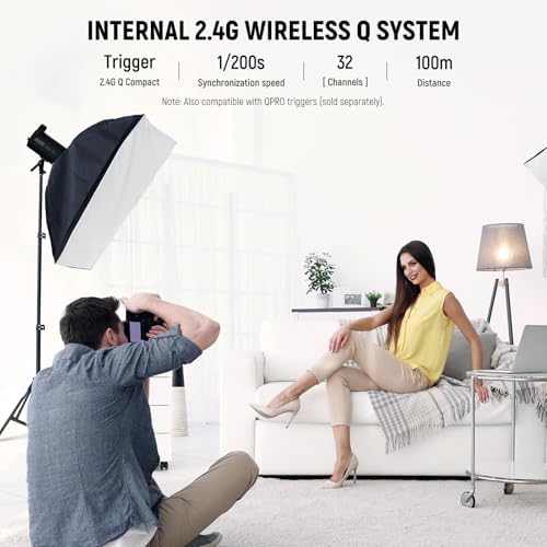 NEEWER S102-400W PRO Flash Lighting Kit (2 Pack) with 2X 2.4G Trigger, 2X Photography Light Stand, 2X Softbox, 5 in 1 Reflector, Bag, 400Ws GN62 5600K 30W LED Modeling Lamp Bowens Mount Silent Fan