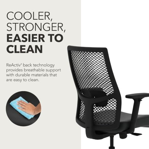 HON Ignition 2.0 ReActiv Ergonomic Office Chair, Lumbar Support, Black