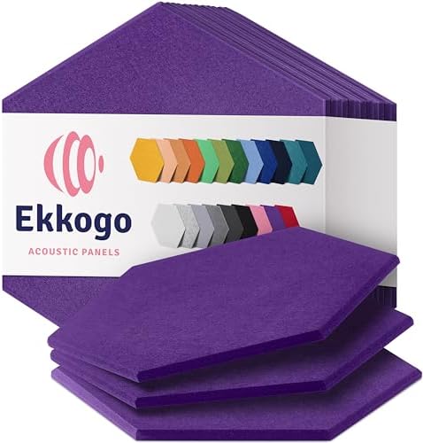 Acoustic Panels 12-Pack Soundproof Wall Panels 14"X12.1"X0.4" Sound Panels High Density Sound Dampening Panels - [Midnight Purple Hexagon]