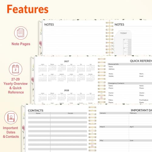 SUNEE 2027 Appointment Book, Quarter-Hourly, Weekly Monthly Planner, 8.5"x11",Beige Wildflower