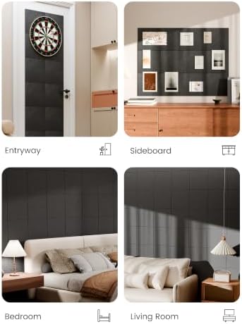 Bumusty 48"x 36" Large Felt Bulletin Board Tiles, Charcoal Gray