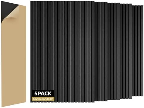 5 Pack Sound Proof Foam Panels for Walls 47.2"x23.6" Large Acoustic Panels Sound Absorbing, Self-Adhesive Soundproof Wall Panels for Home Studio, Office, Recording, Black Black