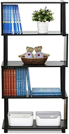 Furinno 5-Tier Flexi Rack, Espresso | Open Frame Storage Shelves, Easy Assembly, for Organization and Storage, Living Room, Garage, Home Office
