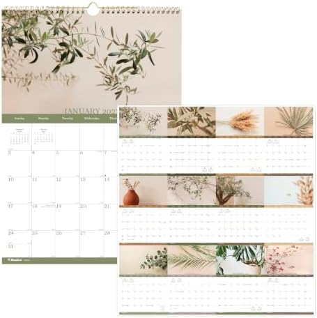 Blueline® 2027 Colorful Monthly Wall Calendar, 12 Months, January to December, Gold Twin-Wire Binding, 12" x 17", Minimalist (C173121)