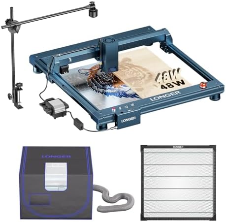 Longer B1 40W Laser Cutter with Air Assist, with Camera Kit, Auto Positioning & Capture,19.7"x 19.7" Honeycomb,Enclosure with Vent,8 Safety Features