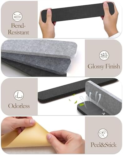 JBER Felt Strip Board 13" x 2", 5 Pack Cork Board Alternative, Black