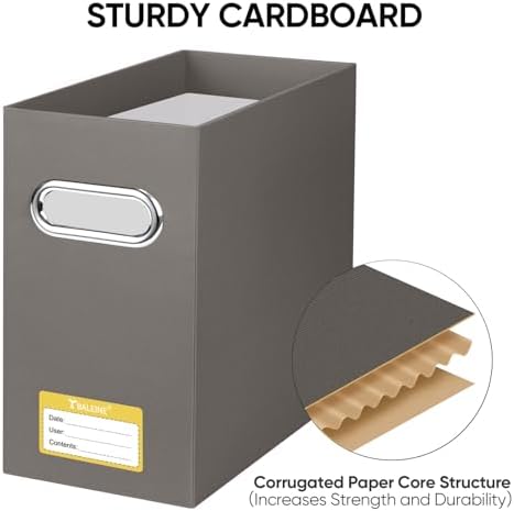BALEINE File Organizer Box, Cardboard File Folder Organizer with Handle for Letter Size, Portable Collapsible Hanging Filing Box for Home Office Document Storage (2 Pack, Brown)