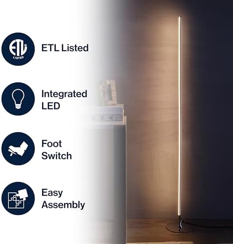 JONATHAN Y Iris 59.5" Modern LED Integrated Floor Lamp Metal, Chrome