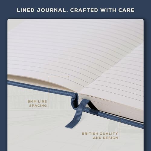 BEECHMORE BOOKS A4 8.5x11.5 Lined Leather Journal For Men 120 GSM, Gift Box