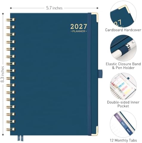 RETTACY 2027 Planner, Weekly and Monthly, A5 Size (5.7" x 8.3")