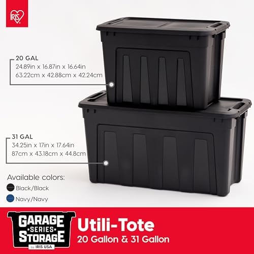 IRIS USA 4-Pack 20 Gal Heavy Duty Storage Totes with Lids, Black