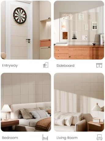 Bumusty 48"x 36" Large Felt Bulletin Board Tiles, Oatmeal