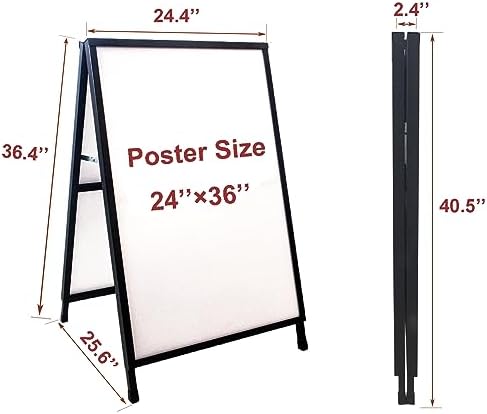 YDisplay A Frame Sidewalk Sign 24x36 inches Sandwich Board Signs Outdoor Heavy Duty Double-Sided,including 2 Anti-Glare Covers & Corrugated Boards for Business Indoor Outdoor,Black