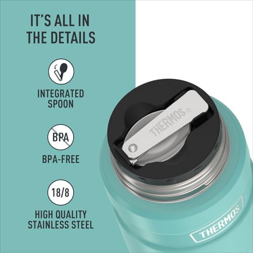 THERMOS Stainless King Food Jar with Spoon, 16oz, Matte Teal