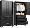SteeLoong 71" Metal Wardrobe Cabinet,Armoire Wardrobe Closet with 3 Drawers