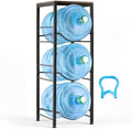 VEVOR 5 Gallon Water Jug Holder for 3 Bottles, 4-Tier 3 or 5 Gallon Water Bottle Holder with Top Shelf, Handle, Heavy Duty Jug Rack Organizer, Detachable for Kitchen, Home, Office, Black+Brown