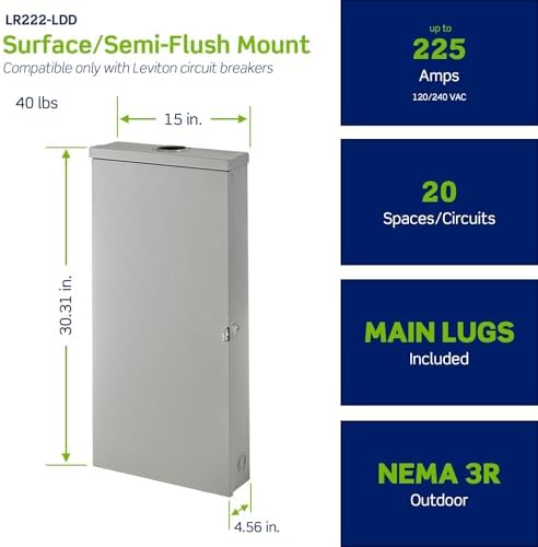 Leviton 20 Space Outdoor Load Center with Main Lugs, LR222-LDD