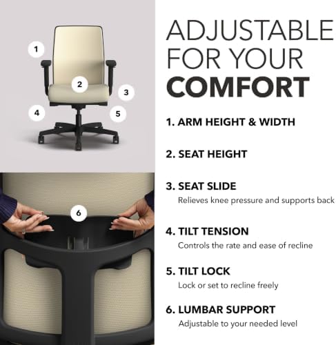 HON Ignition 2.0 Low Back Ergonomic Office Chair, Desk Chair, Linen
