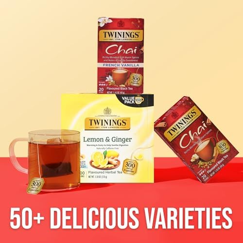 Twinings French Vanilla Chai Black Tea Individually Wrapped Bags, 20 Count (Pack of 6), Warm, Sweet & Spicy, Caffeinated, Enjoy Hot or Iced, 120 Teabags