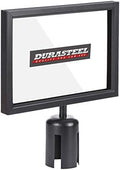 DuraSteel Stanchion Sign Holder - Landscape Display for 8.5" x 11" Paper Size - Double Sided Sign Frame with Plexiglass Cover - NOT Fit with US Weigh Sentry Stanchion - Crowd Control & Queue Barrier
