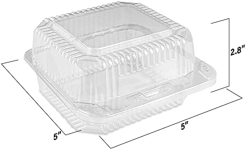 MT Products Clear Cake Slice Container 5" x 5" x 2.75" - To go Square Plastic Container (Pack of 40) - Made in the USA