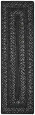 Homespice Jet Black Braided Table Runner for Primitive Decor, Rect 11x36
