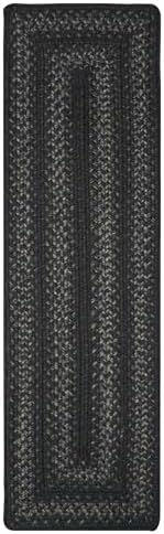 Homespice Jet Black Braided Table Runner for Primitive Decor, Rect 11x36
