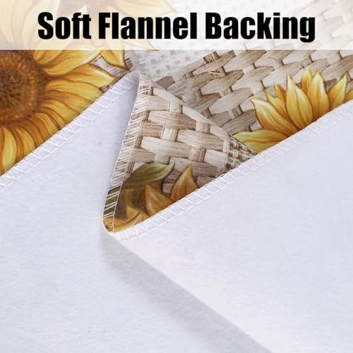 LIBERECOO Vinyl Tablecloth with Flannel Backing, 60 x 102 Inch Sunflower Rectangle Stain-Resistant Table Cloth Waterproof Plastic Table Cover