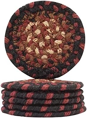 Homespice Prescott Braided Coasters for Primitive Decor, Round 4" Set of 6