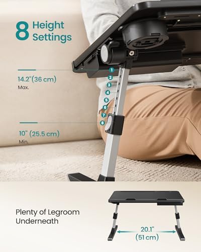SONGMICS Bed Laptop Desk, Foldable, Adjustable Height, 15.7 x 22 Inches