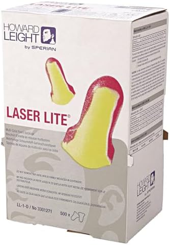HOWARD LEIGHT Honeywell Home by Laser Lite High Visibility Disposable Foam Earplug Refill for Leight Source 500 Dispenser, 500 Pairs (LL-1-D), Magenta/Yellow