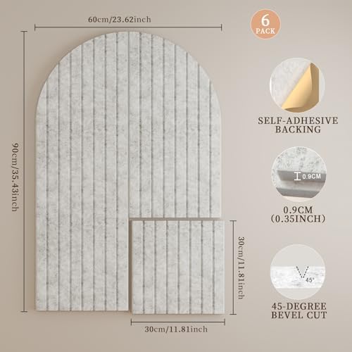 JBER Large Arched Felt Bulletin Board 36" x 24", 6 Pack, Silver Gray