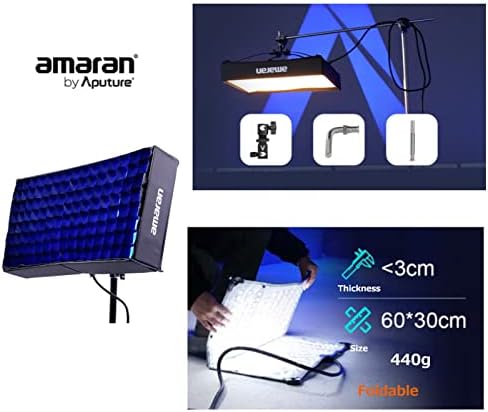 US Stock Aputure amaran F21c RGBWW LED Mat (V-Mount, 2 x 1') with Honeycomb Grid, Bi-Color 2500K to 7500K