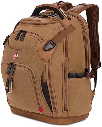 SwissGear Tool Bag Backpack, Fits Up to 17-Inch Laptop, Work Pack PRO, Brown Canvas