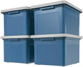 IRIS USA 35 Qt. Letter/Legal File Box with Latching Lid, Navy/Gray