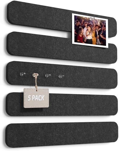 JBER Felt Strip Board 13" x 2", 5 Pack Cork Board Alternative, Black