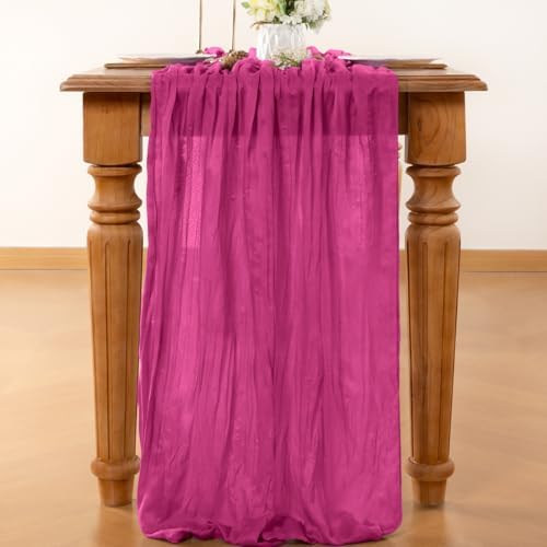 Fuschia Cheesecloth Table Runner Fall Boho Wedding Birthday Home Decor