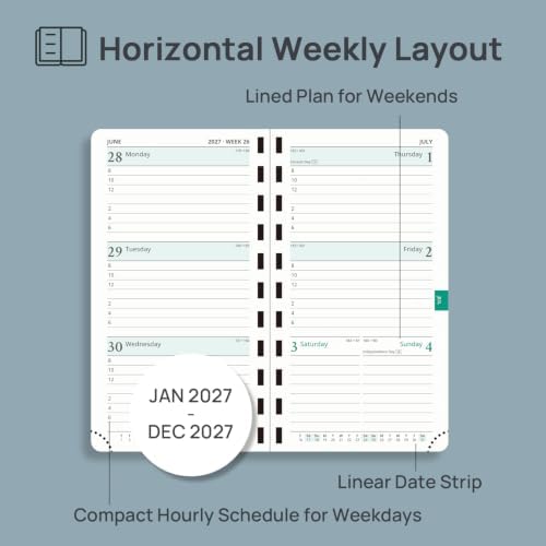 POPRUN 2027 Pocket Planner (Slim 3.5'' x 6.5'') Weekly and Monthly Calendar