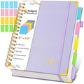 Spiral Notebook Journal with Removable Dividers Tabs, 300 Pages Hardcover Leather 5 Subject College Ruled Notebook, 8"x10" Large B5 Lined Journal for Women Men, Spiral Notebooks for Work School,Purple