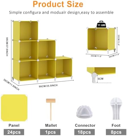 AWTATOS Cube Storage Organizer, 6 Cube Closet Storage Shelves, Yellow