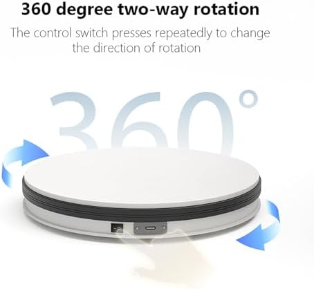 YVV Motorized Rotating Display Stand White 9.8 Inch, 360° Electric Turntable Platform for Photography, 3D Scanning & Product Showcases, Jewelry, Collectibles，22 lbs Load, USB Wired Power