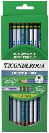 Ticonderoga Wood-Cased Pencils Pre-Sharpened, Arctic Blues, 10 Count | Ideal for writing, drawing, schoolwork, classrooms and office use