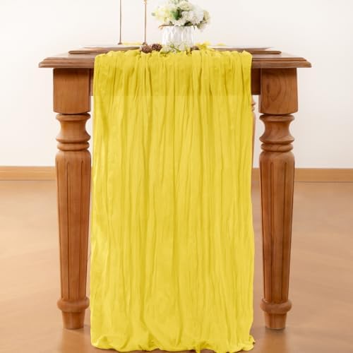 Yellow Cheesecloth Table Runner Fall Boho Wedding Birthday Home Decor