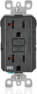 Leviton GFCI Weather-Resistant Outlet, Self Test, Non Tamper-Resistant with LED Indicator Light, Outdoor Locations, GFWR2-E, Black, 20 Amp (Pack of 10)
