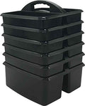 Teacher Created Resources Black Portable Plastic Storage Caddy 6-Pack for Classrooms, Kids Room, and Office Organization, 3 Compartment